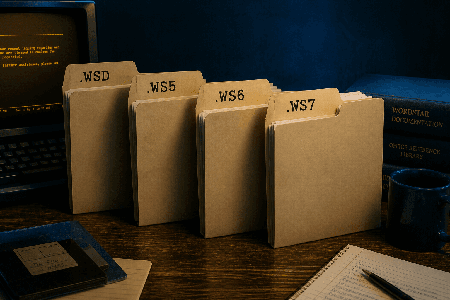 WordStar versioned extensions .wsd .ws5 .ws6 .ws7 on a document archive