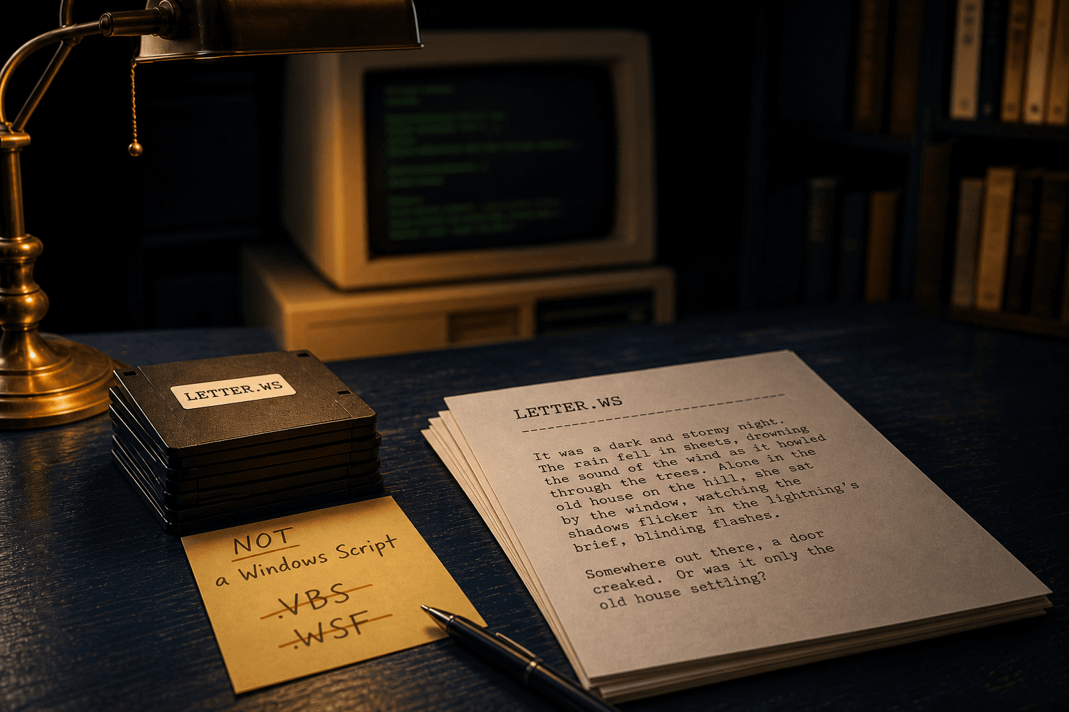 WordStar .WS document contrasted with Windows script file types